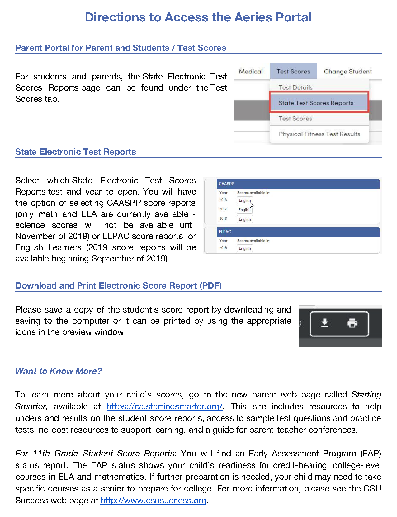 Aeries Portal information. 